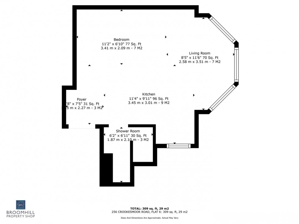 Floorplan for Flat 6, 256 Crookesmoor Road, Crookesmoor