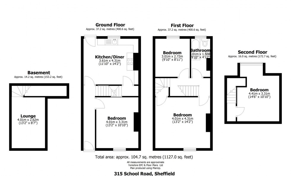 Floorplan for 315 School Road, Crookes, Sheffield