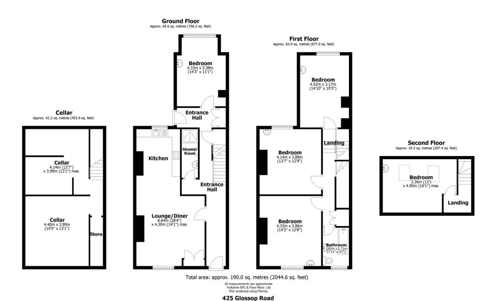 Floorplan for 425 Glossop Road, Broomhill, Sheffield