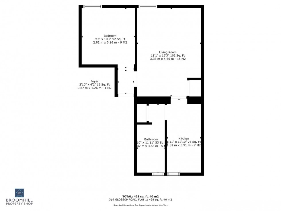 Floorplan for Flat 1, 319 Glossop Road, Broomhill