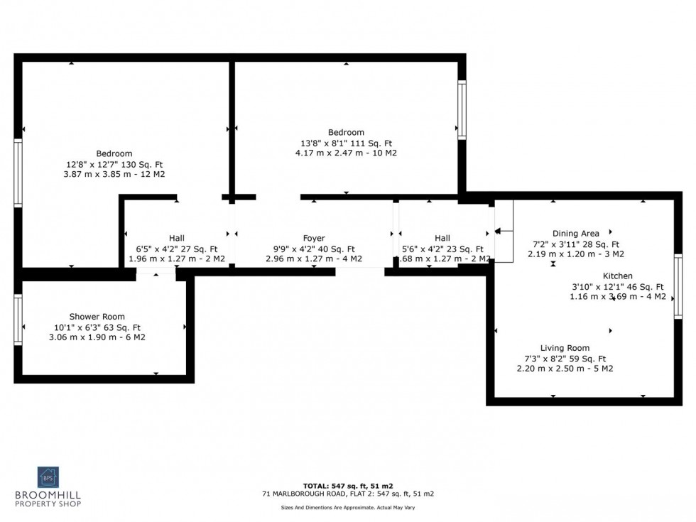 Floorplan for Flat 2, 71 Marlborough Road, Broomhill, Sheffield