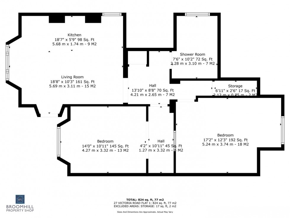Floorplan for Flat 1, 27 Victoria Road