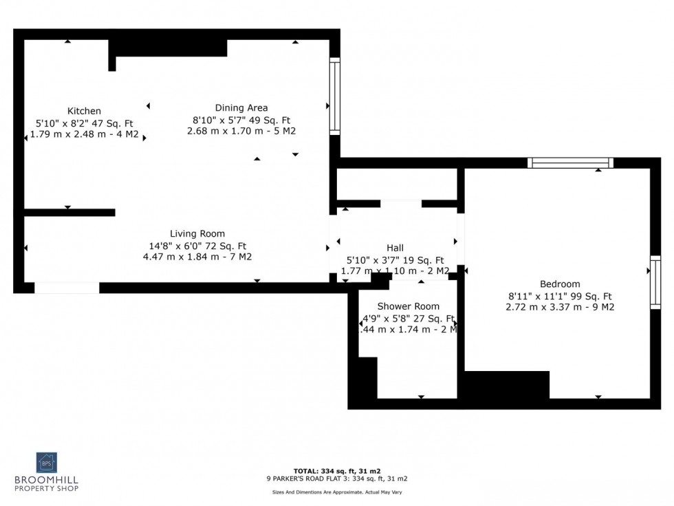 Floorplan for Flat 3, 9 Parkers Road, Sheffield